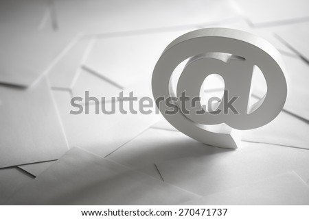 Email symbol on business letters concept for internet, contact us and e-mail address