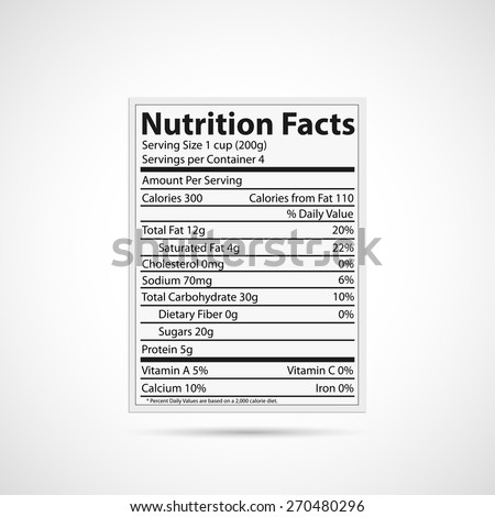 Illustration of a nutrition label isolated on a white background. Royalty-Free Stock Photo #270480296