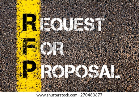 Business Acronym RFP - Request for Proposal. Yellow paint line on the road against asphalt background. Conceptual image Royalty-Free Stock Photo #270480677