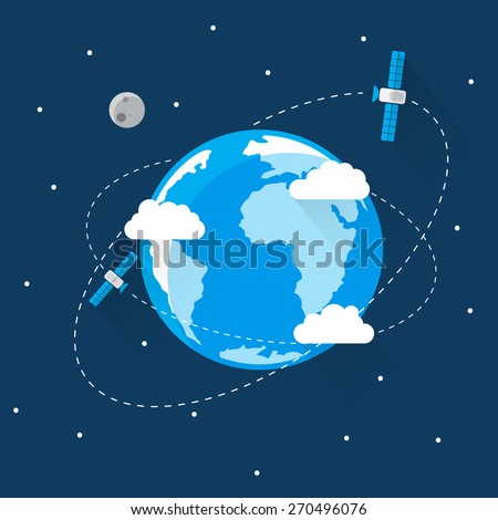 Blue Earth in space Icon Trendy Modern Flat Design Template Vector Illustration