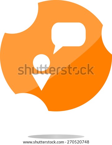 vector Human with blank dialog cloud web icon, web button, flat vector web icon isolated on white