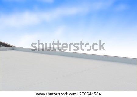 deck or terrace on rooftop of business building and blue sky with copy space background