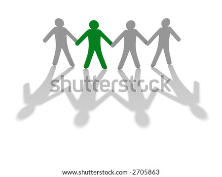 figures holding hands -  symbolizes working collective.