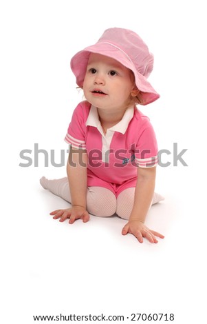 A pretty child in pink dress and pink hat Royalty-Free Stock Photo #27060718