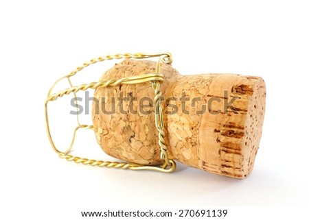cork from champagne bottle on white background