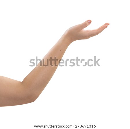 Women open hand isolated on white background