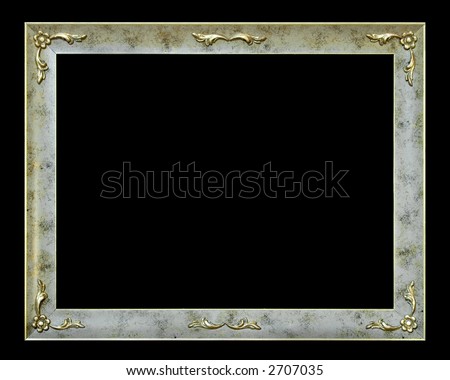 Stylish frame with flowers, isolated on black
