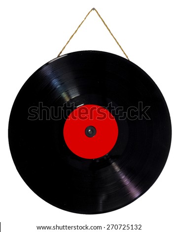 vinyl 33 rpm hanging with string as a picture