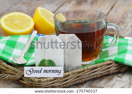 Good morning card with cup of tea 