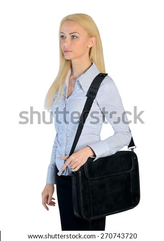 Isolated business woman looking side