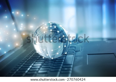 Notebook with Globe Royalty-Free Stock Photo #270760424