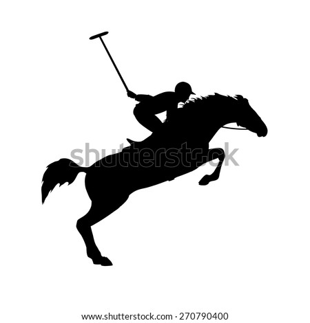 Polo game. Polo player on isolated background. Horse polo silhouettes. Silhouette of a polo player with horse. Eps 8