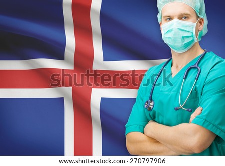 Surgeon with national flag on background - Iceland
