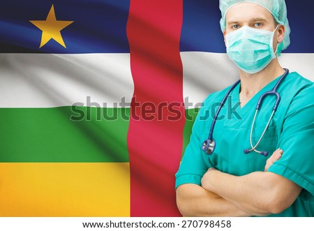 Surgeon with national flag on background - Central African Republic