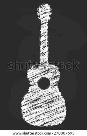 Chalk art acoustic guitar vector illustration