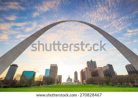 City of St. Louis skyline at twilight. Royalty-Free Stock Photo #270828467