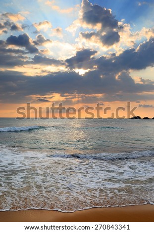 beautiful landscape with tropical sea sunset on the beach