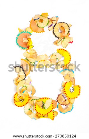 Photo of Figure 8 from colored shavings on white background
