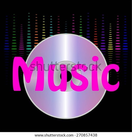 Vector illustration of Music. Disc on a black background.