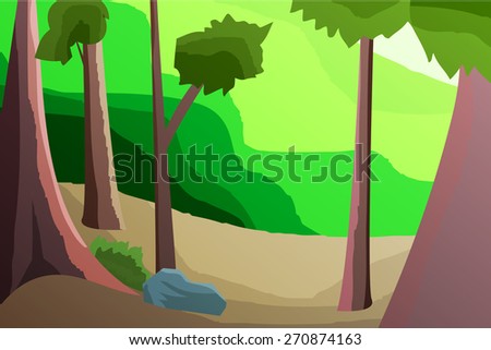 In summer of the tropical forest , vector background