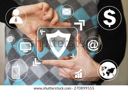 Button shield security virus business web virtual
