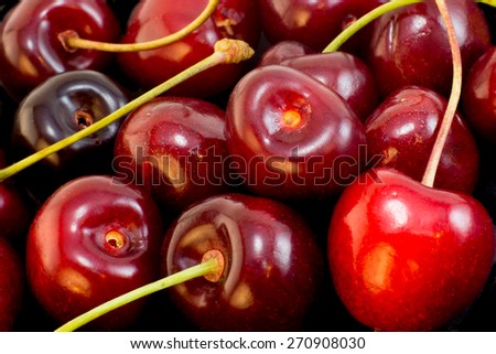 Cherries closeup background in high resolution