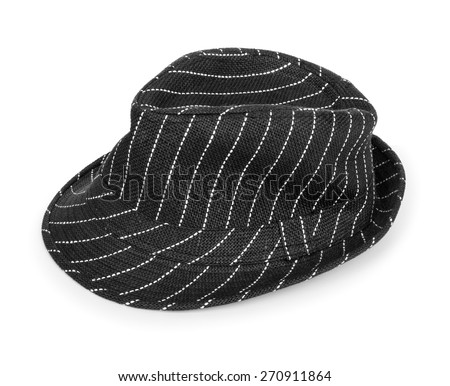 black and white striped hat isolated on white background