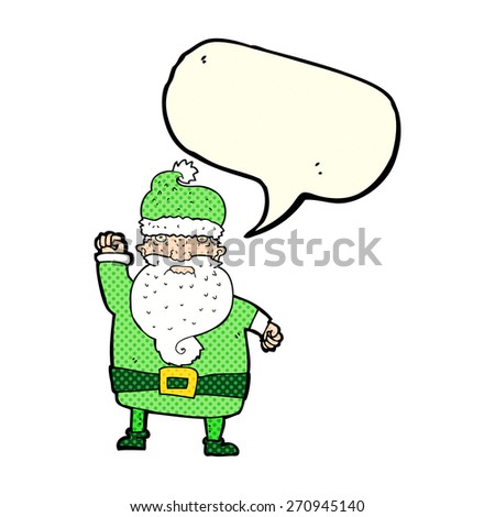 cartoon angry santa claus with speech bubble