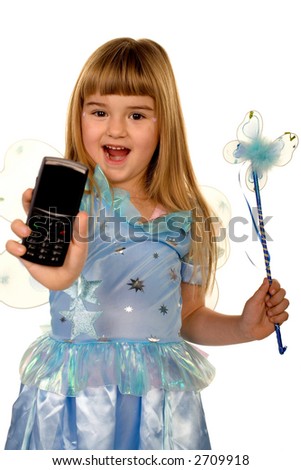A little girl  showing the phone