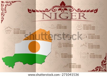 niger infographics, statistical data, sights. Vector illustration