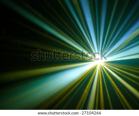 disco lights with rays in haze