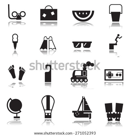 Summer icons set, vector.