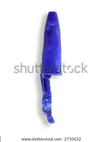 Photo of chewed up blue pen cap isolated in white background. Royalty-Free Stock Photo #2710622