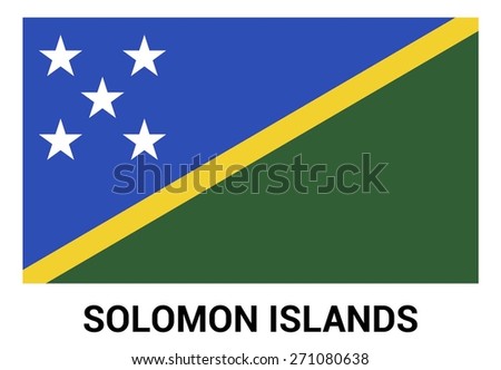 Solomon Islands flag isolated vector in official colors and Proportion Correctly. country's name label in bottom