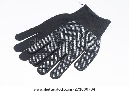 New Pair of Black Knit Gloves with Pattern on white background