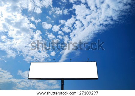clean empty billboard on a background beautiful sky