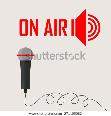 live stream report - vector illustration with microphone - on air