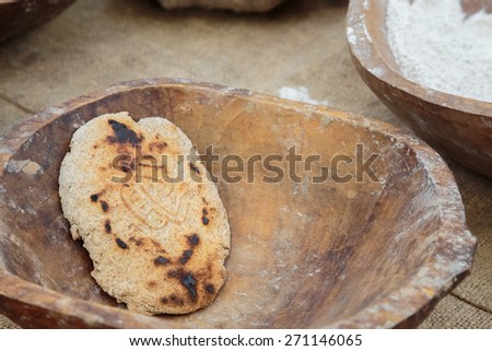 Spelled (einkorn) bread with stamped drawings.