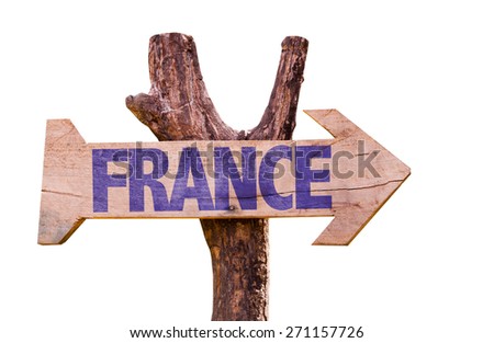 France wooden sign isolated on white background