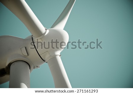 Windmill for electric power production, Pozuelo de Aragon, Zaragoza Province, Aragon, Spain. Royalty-Free Stock Photo #271161293
