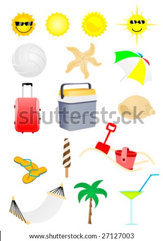 Set of detailed summer holiday elements