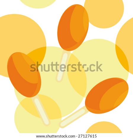 Seamless pattern with orange ice-cream on spotted background. Vector illustration.