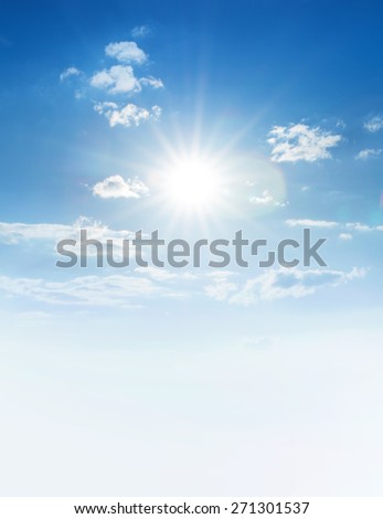 Blue sky with clouds and sun. Royalty-Free Stock Photo #271301537