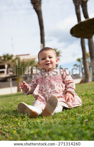 happy baby on grass