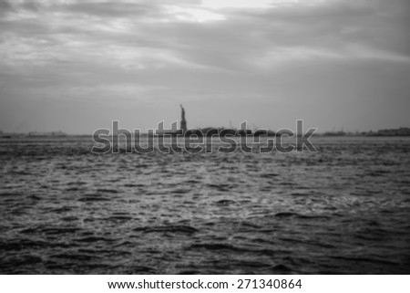 Statue of liberty, panoramic view. Intentionally blurred editing post production.