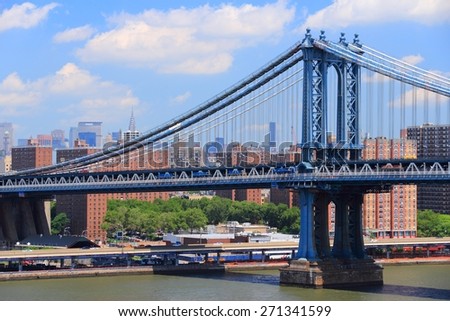 New York City, USA - Manhattan Bridge and city skyline.
