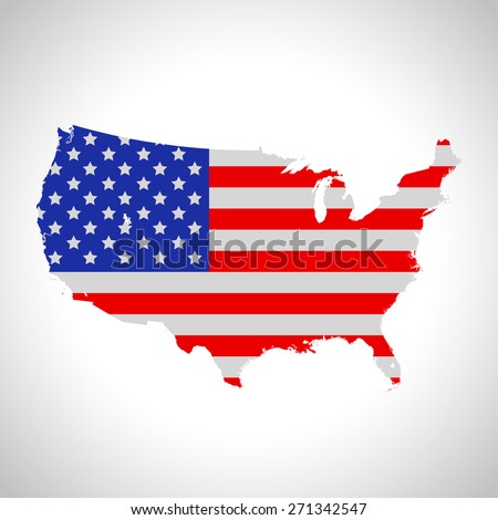 Map and flag of USA