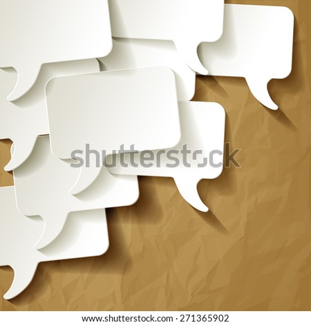 chat speech bubbles vector white on crumpled paper brown background Royalty-Free Stock Photo #271365902