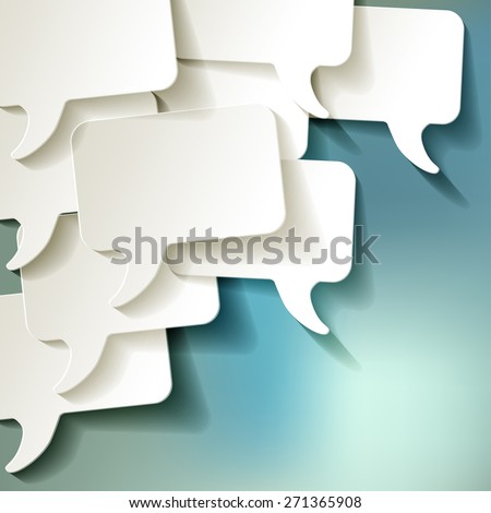 chat speech bubbles vector white on blue bokeh background Royalty-Free Stock Photo #271365908