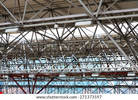 Metal roof structure of modern building